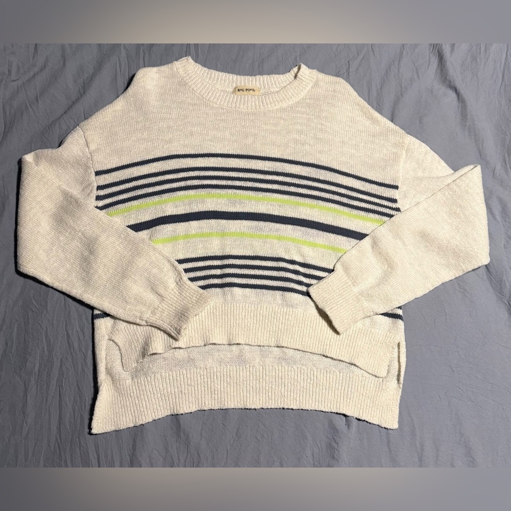 Rag Poets Sweater Women’s Size M Avelino Knit Striped High Low